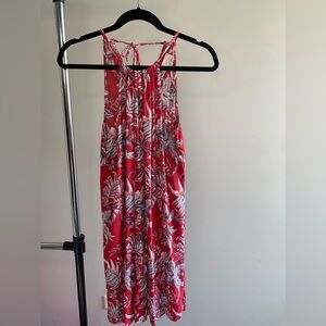 LOFT Red and White Floral Midi Dress